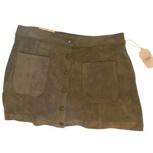 Altar'd State Olive Green Faux Suede Skirt Large NWT